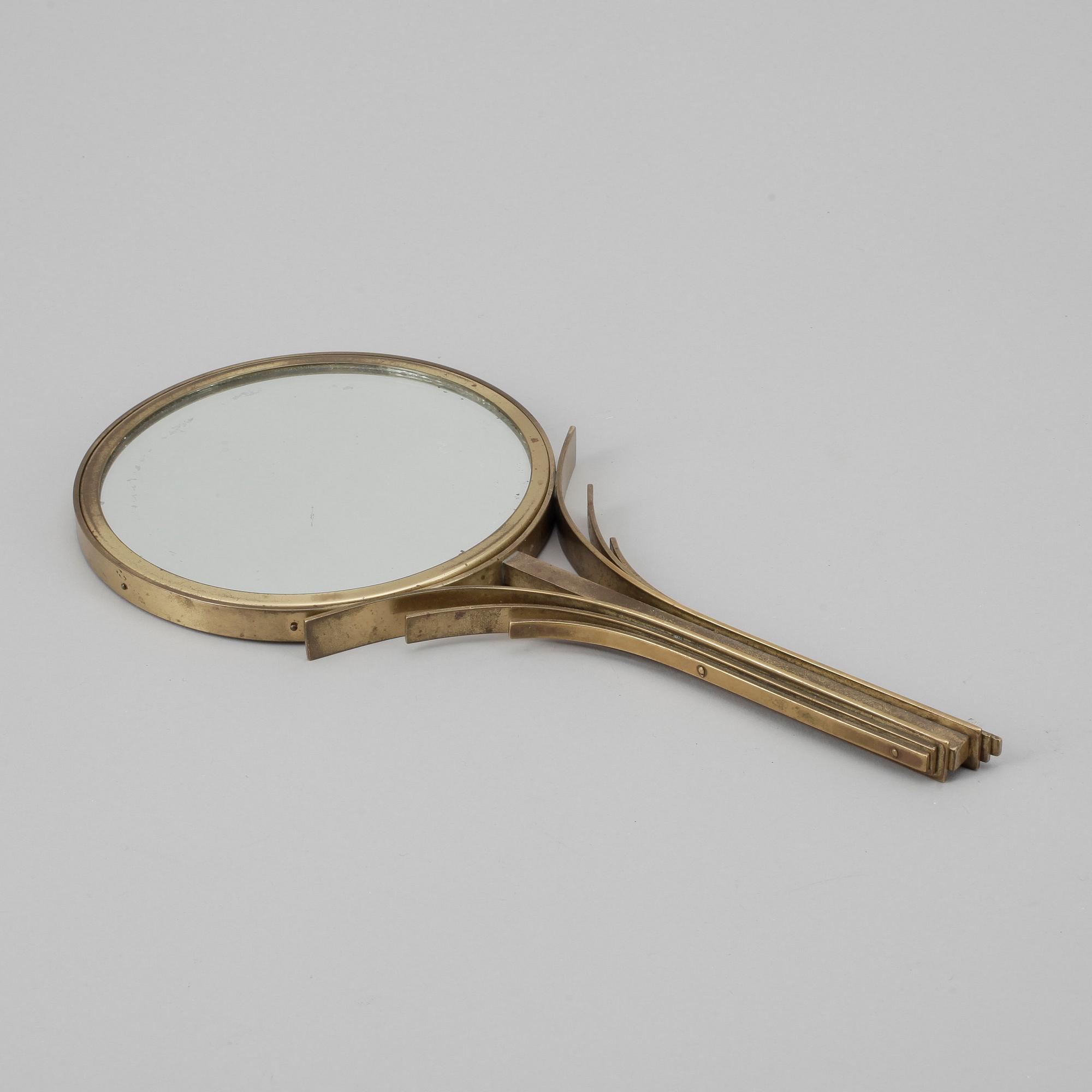 HANDSPEGEL, brons, troligen Oscar Antonsson, Ystad Metall, Sverige 1920-30-tal.