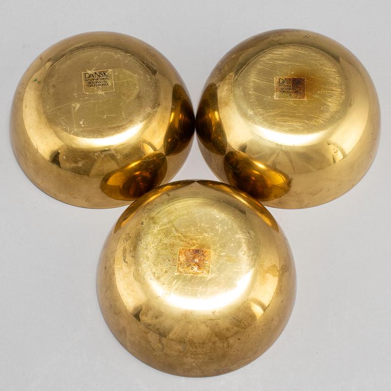 Three Vivianna Torun Bülow-Hübe brass candle golders, for Dansk International Design.