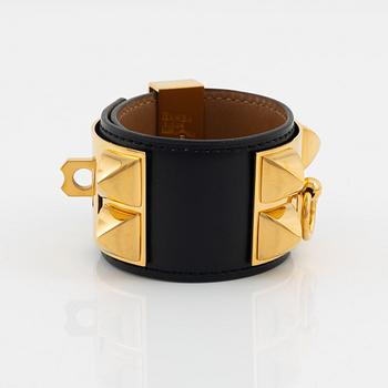 Hermès, a black Box calf skin 'Collier de Chien' bracelet, 1995.