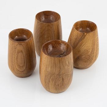 Magnus Ek, a set of four oak serving bowls for Oaxen Krog, 2019.