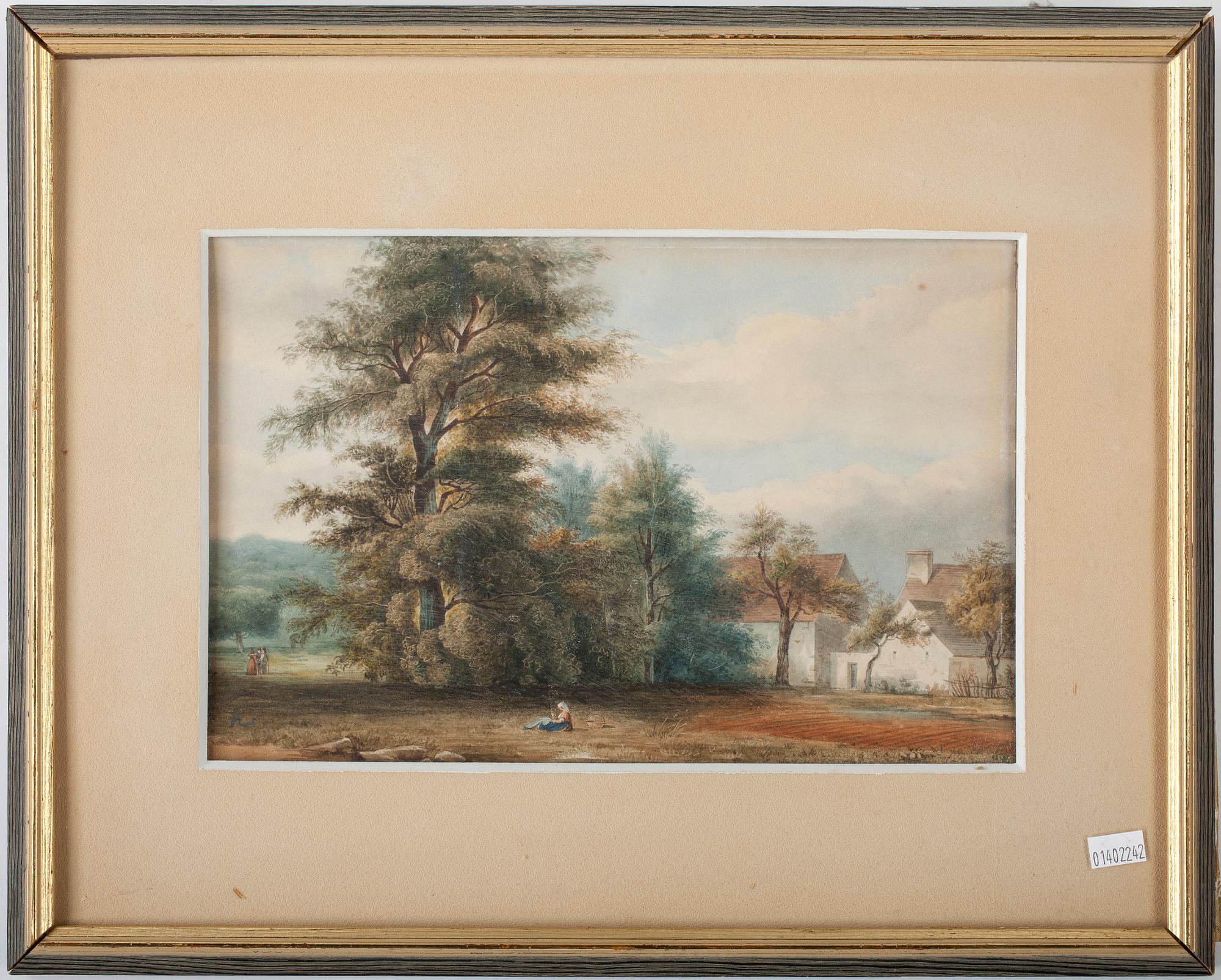 OKÄND KONSTNÄR, akvarell, troligen England, signerad AL, 1800-tal.
