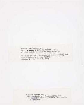 ROBERT MAPPLETHORPE, pressfotografi, "Philip Glass & Robert Wilson", 1976.