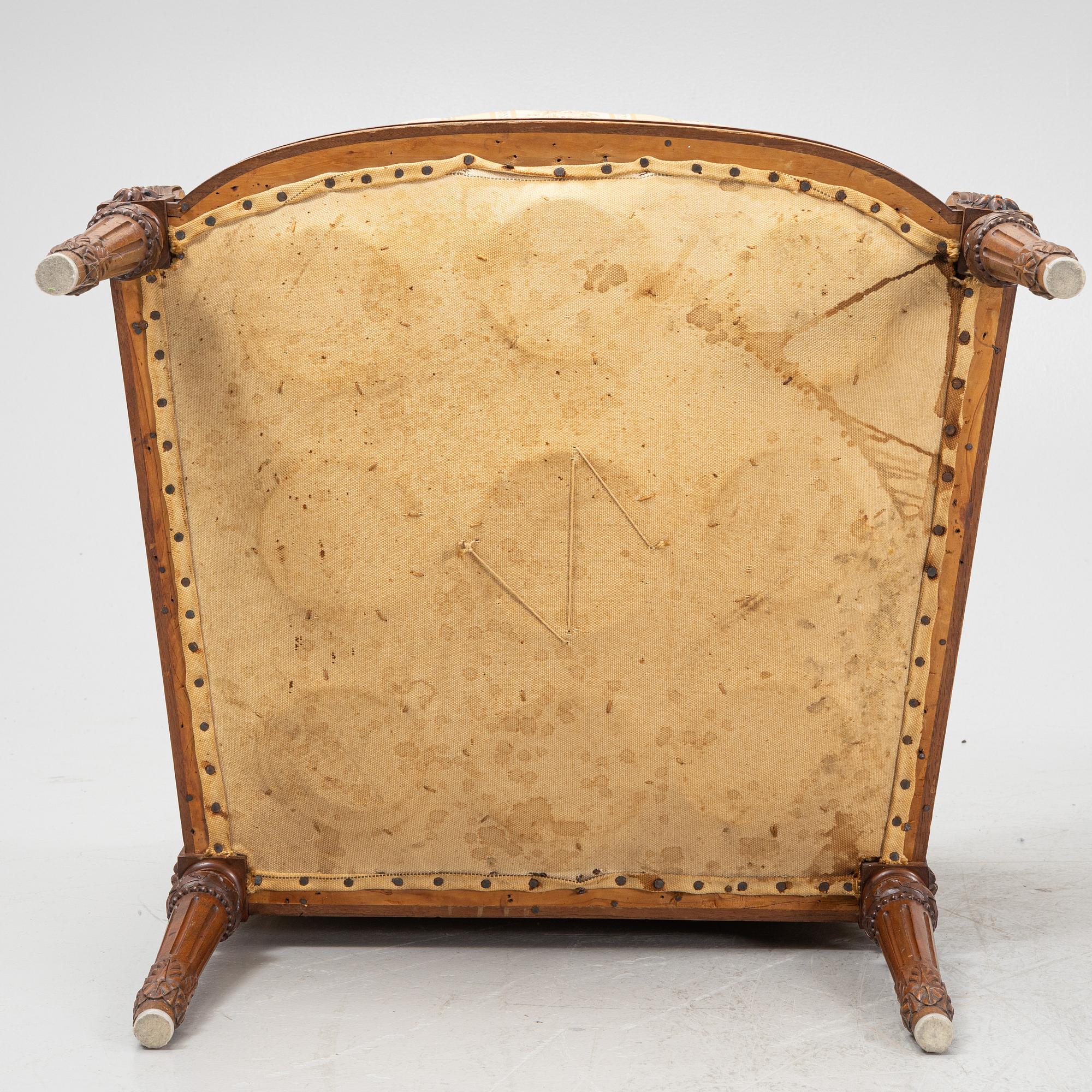 Bergère, 3 st, Louis XVI-stil, omkring år 1900.