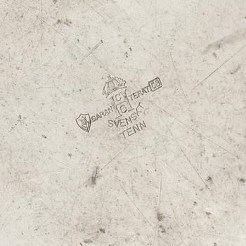 A tray in pewter, made by CG Hallberg in Stockholm, 1933.