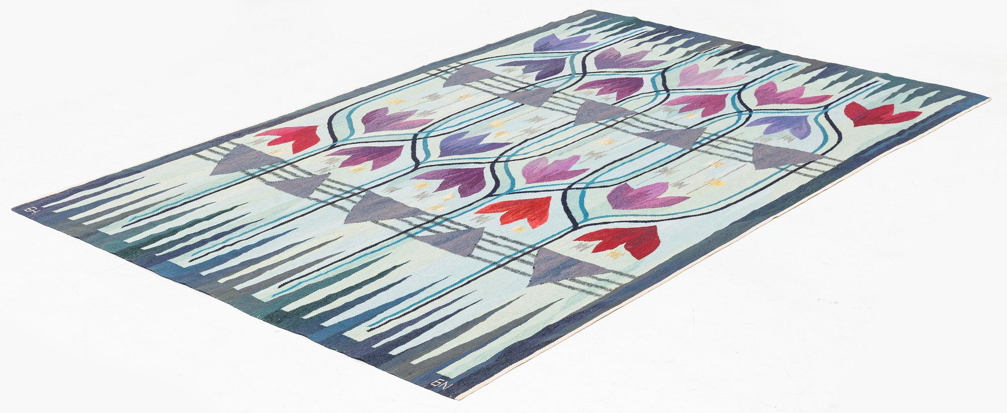Vävd tapet, gobelängvariant, ca 217 x 146 cm, signerad GN BN.