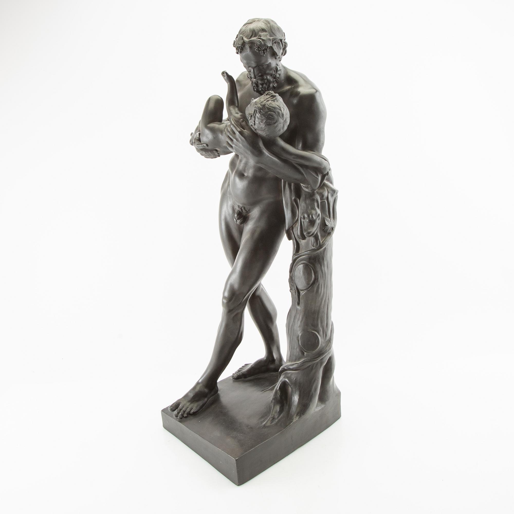 Skulptur "Silenus vaggar barnet Dionysos.".