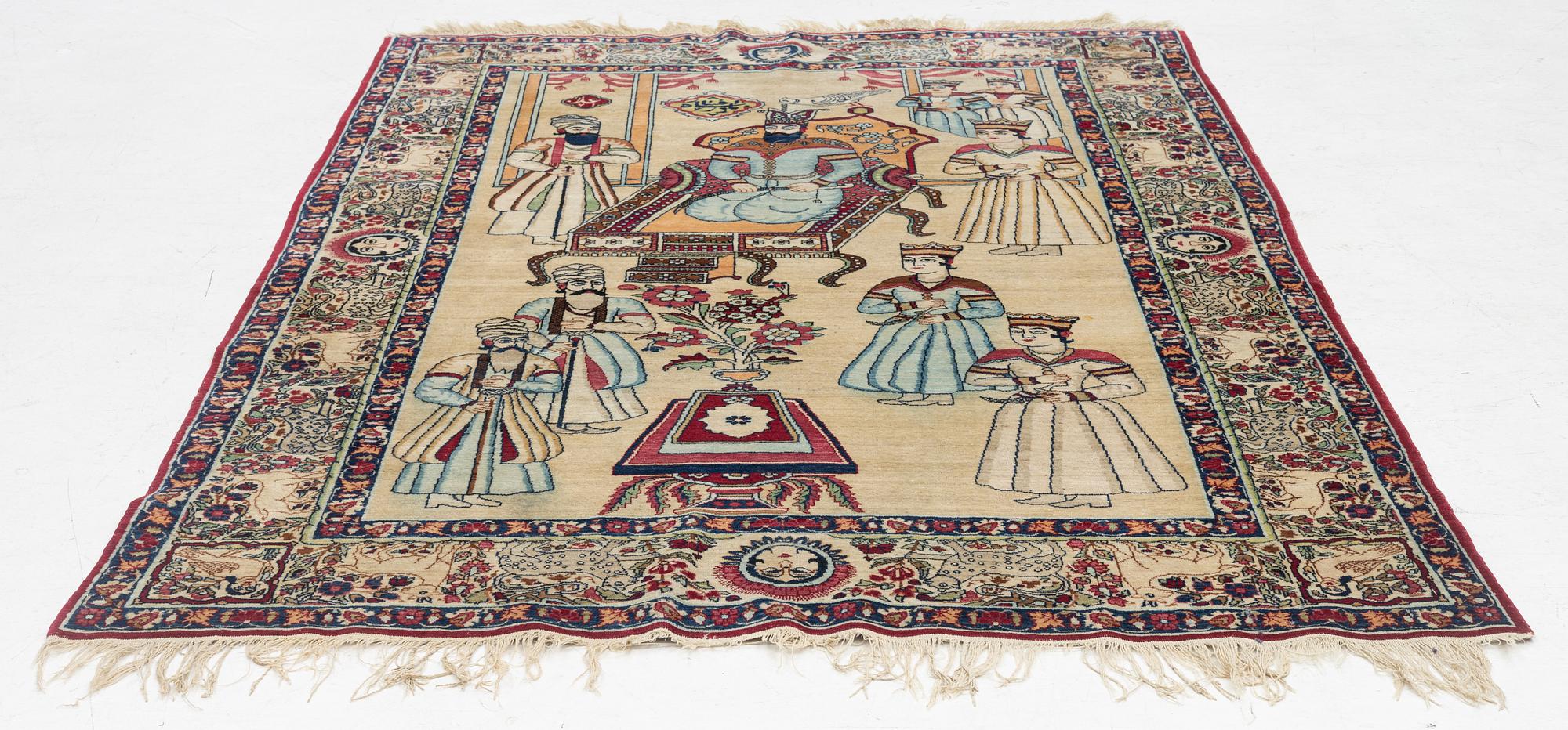 An antique Kerman Raver rug, ca 225 x 141 cm.