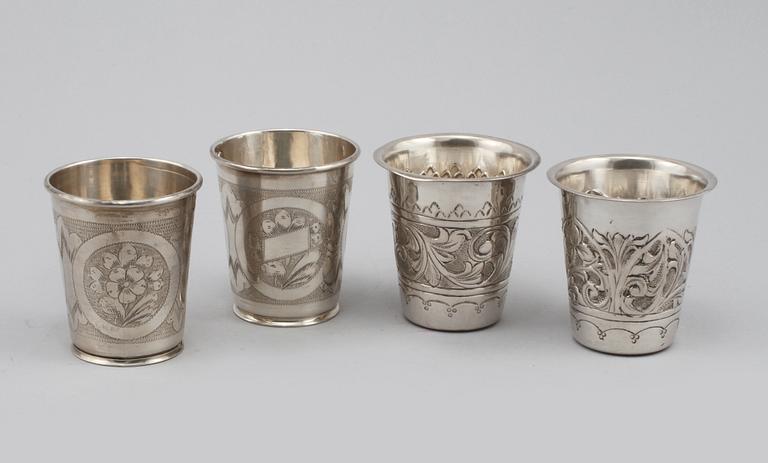 PARTI SILVER, 14 delar, delvis Sverige och England, 1800- och 1900-tal, total vikt ca 611 g.