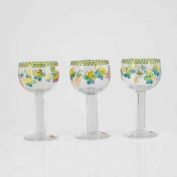 Gunnar Cyrén, a set of three goblets for Orrefors, Sweden.