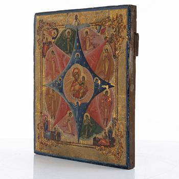 Ikon, Ryssland, 1800-tal. Vår Fru av den obrännbara busken.