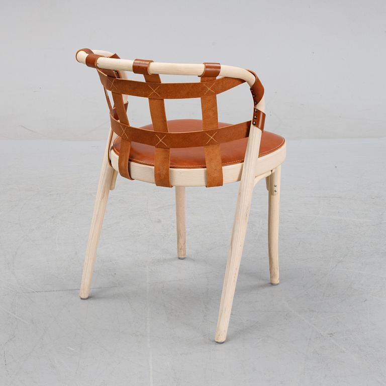 Front, an ash and leather 'Collage' chair, Gemla, Diö.