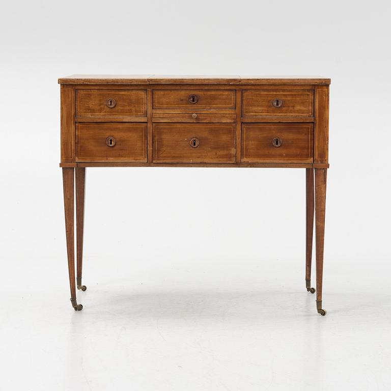 A late Gustavian mahogany dressing table, circa 1800.