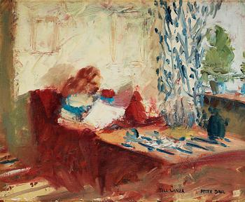 677. Peter Dahl, Woman at the table.