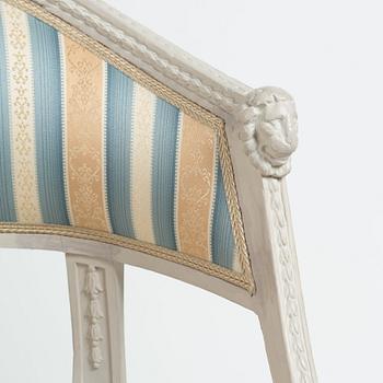 A pair of late Gustavian circa 1800 armchairs.