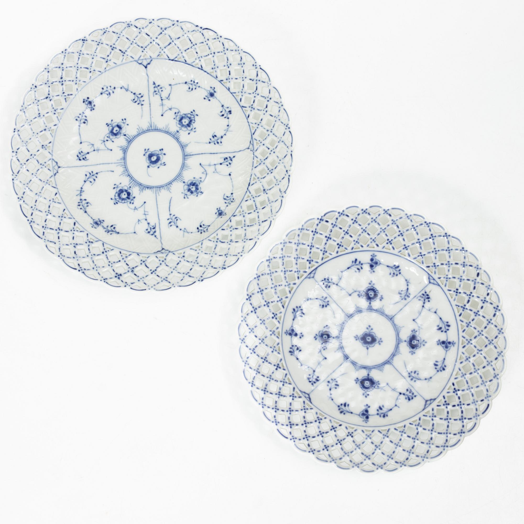 Royal Copenhagen, Seven 'Musselmalet Full Lace' plates, Denmark, 20th century.