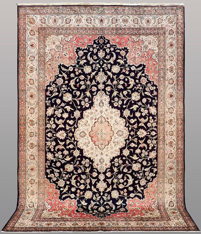 A CARPET, Figural silk Qum, signerad, 300 x 196 cm.