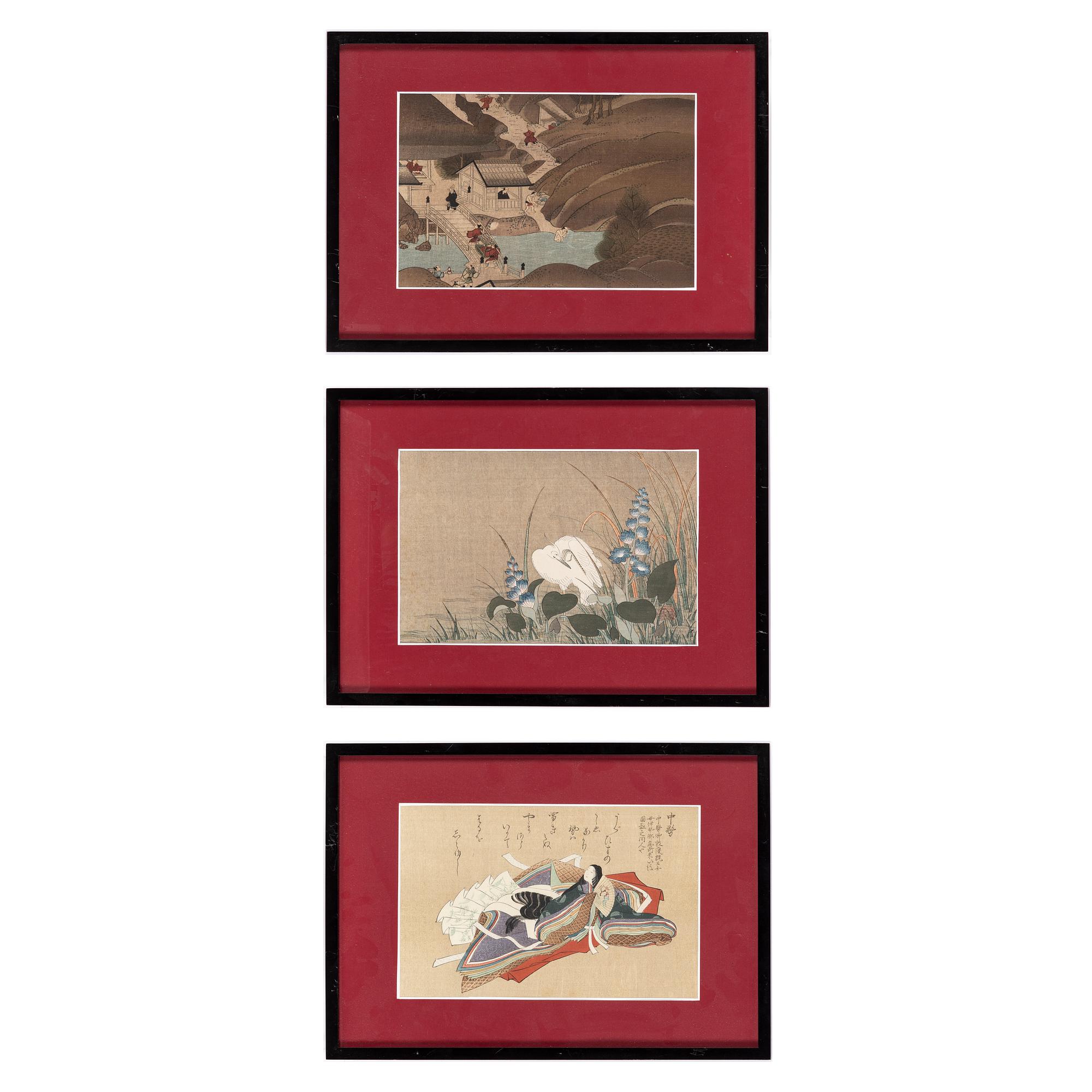 Various artists (after). three woodblock prints in colours, 20th Century.