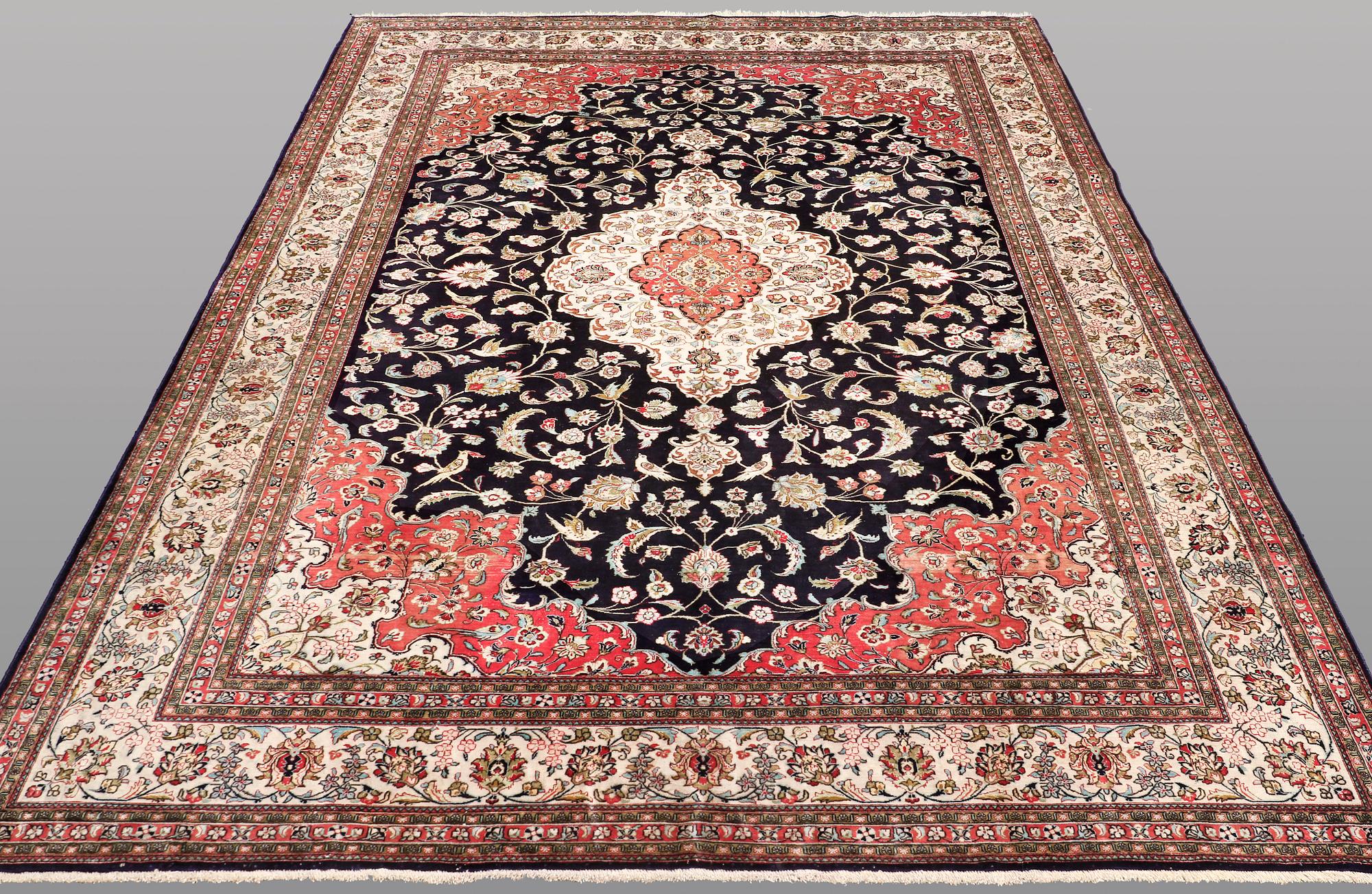 A CARPET, Figural silk Qum, signerad, 300 x 196 cm.