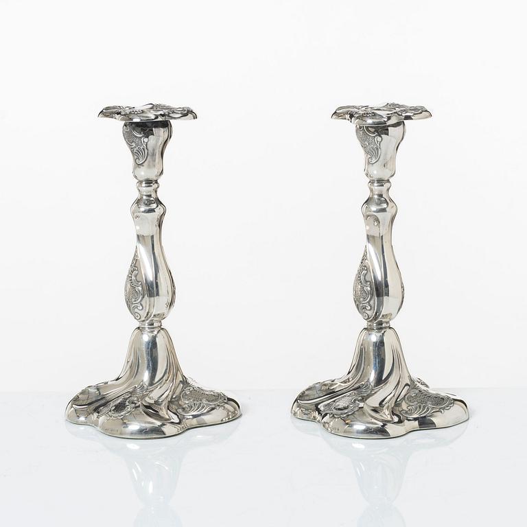 A pair of Norwegian silver candlesticks, mark of Thorvald Marthinsen, Tonsberg, circa mid-20th century.