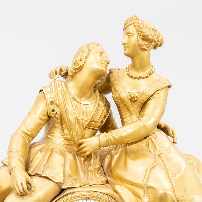 A late Empire table clock mid 1800s/later part.