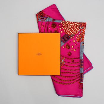 HERMÈS, scarf, "Chemins de Corail".