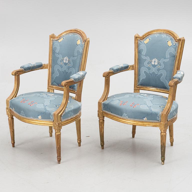 A pair of Louis XVI armchairs by Noël-Toussaint Porrot, Paris, (master 1761) second part of the 18th century.