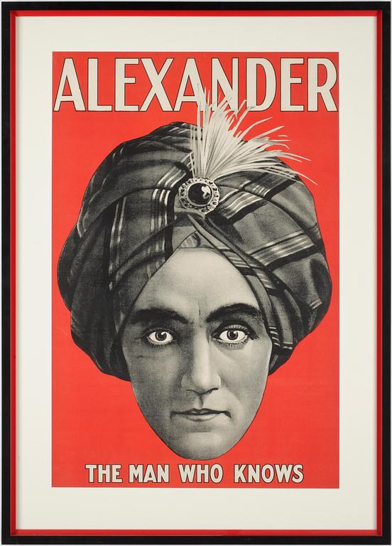 AFFISCH, litografiskt tryck, "Alexander. The man who knows", 1900-tal.