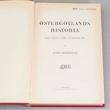 BÖCKER: Östergötlands Historia, Anton Ridderstad, 1914, 1917, 1918 och 1920, fyra volymer.