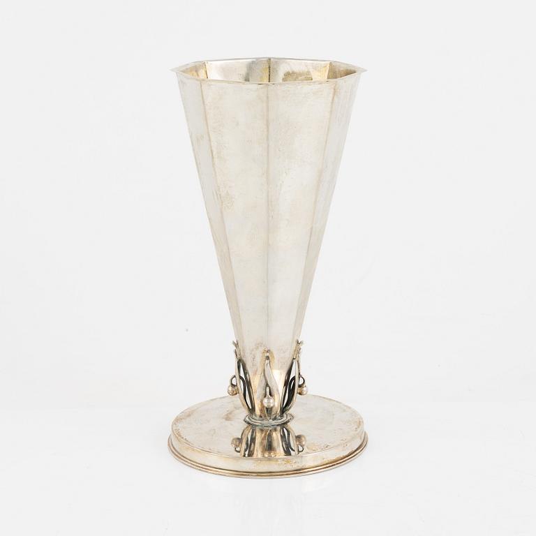 A Swedish silver vase, mark of CG Hallberg, Stockholm 1940.