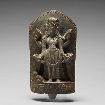 A stone stele of Vishnu, Nepal, 17th/18th Century.