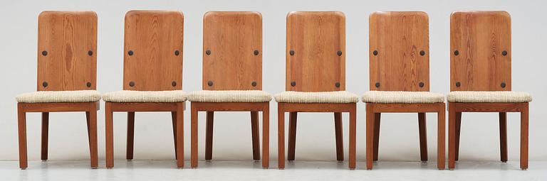 A set of six Axel Einar Hjorth stained pine 'Lovö' chairs, Nordiska Kompaniet.