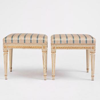 A pair of Gustavian stools, late 18th century.