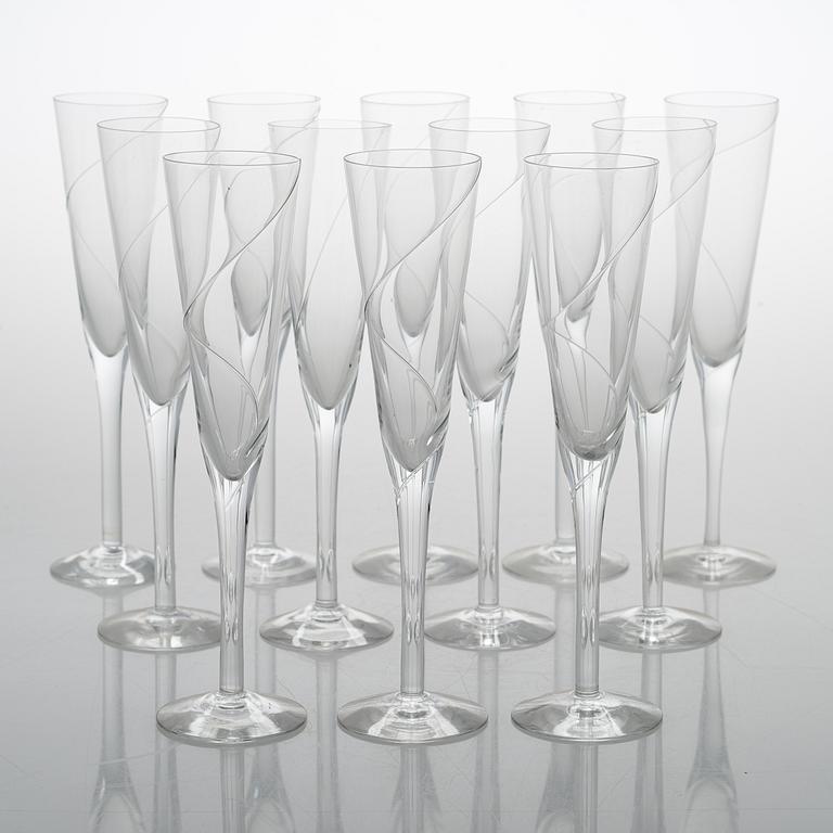 ANNA EHRNER, A 46-pieces Swedish 'Line' glass service by Kosta Boda, late 20th century.