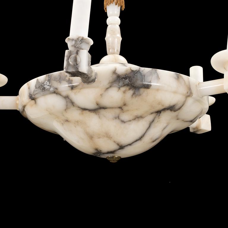 A first half of the 20th century alabaster ceiling lamp.