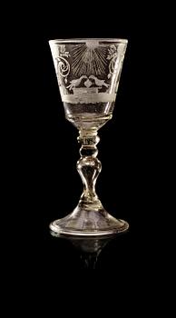 1186. A Bohemian engraved goblet, 18th Century.