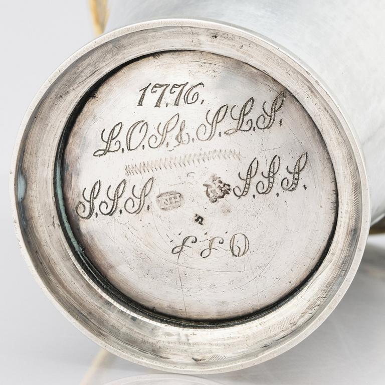 A Swedish 18th Century parcel-gilt silver beaker, mark of Henrik Nourin, Norrköping 1753.