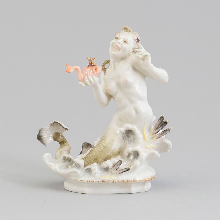 A Hutschenreuter figure of a mermaid with a fish prince, Germany, 1955-68.