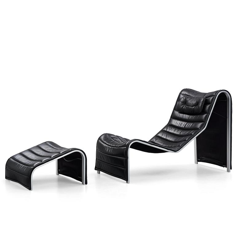 Eric Sigfrid Persson, a 'Flytande Design' lounge chair and ottoman from Möbelkultur AB, Sweden, post 1972.
