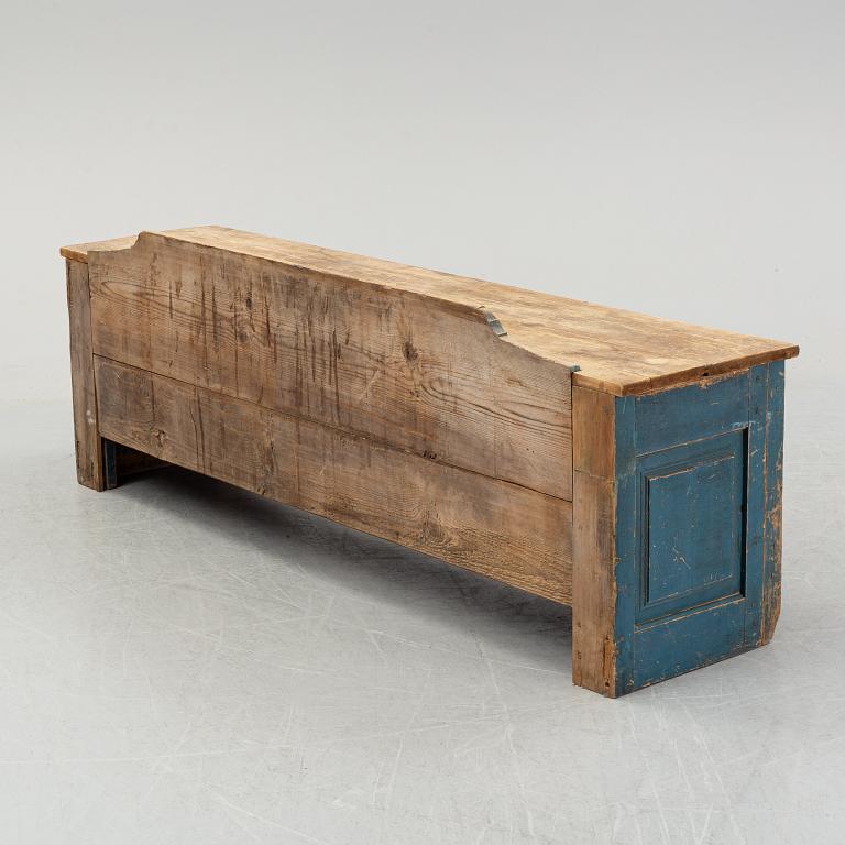 A painted pine bench, 19th Century.