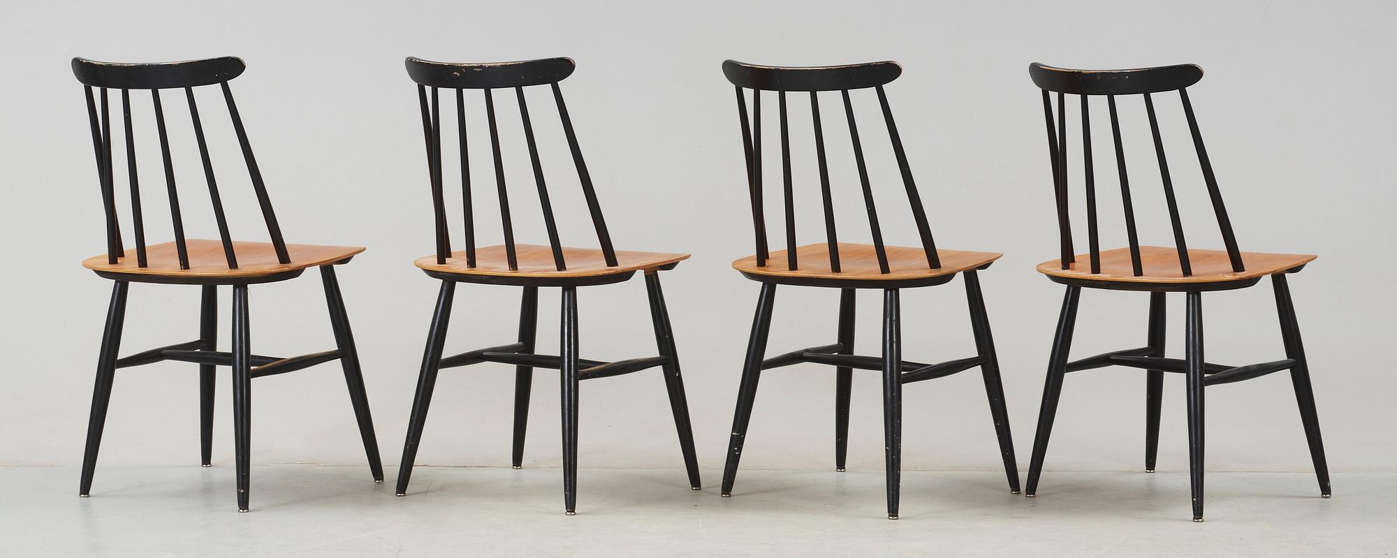 STOLAR, 4 st, "Fanett", Ilmari Tapiovaara, Edsbyverken, formgiven 1955.