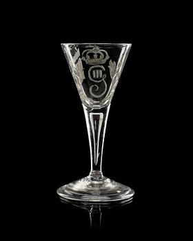 841. A Swedish armorial goblet with the monogram of King Gustavus III, 18th Century.