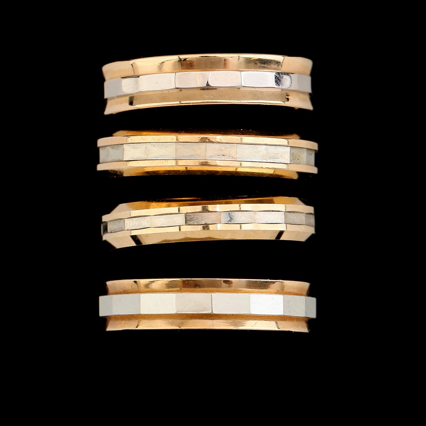 RINGAR, 4 st snarlika, 18 k guld, 1900-talets andra hälft. Vikt ca 19 gram.