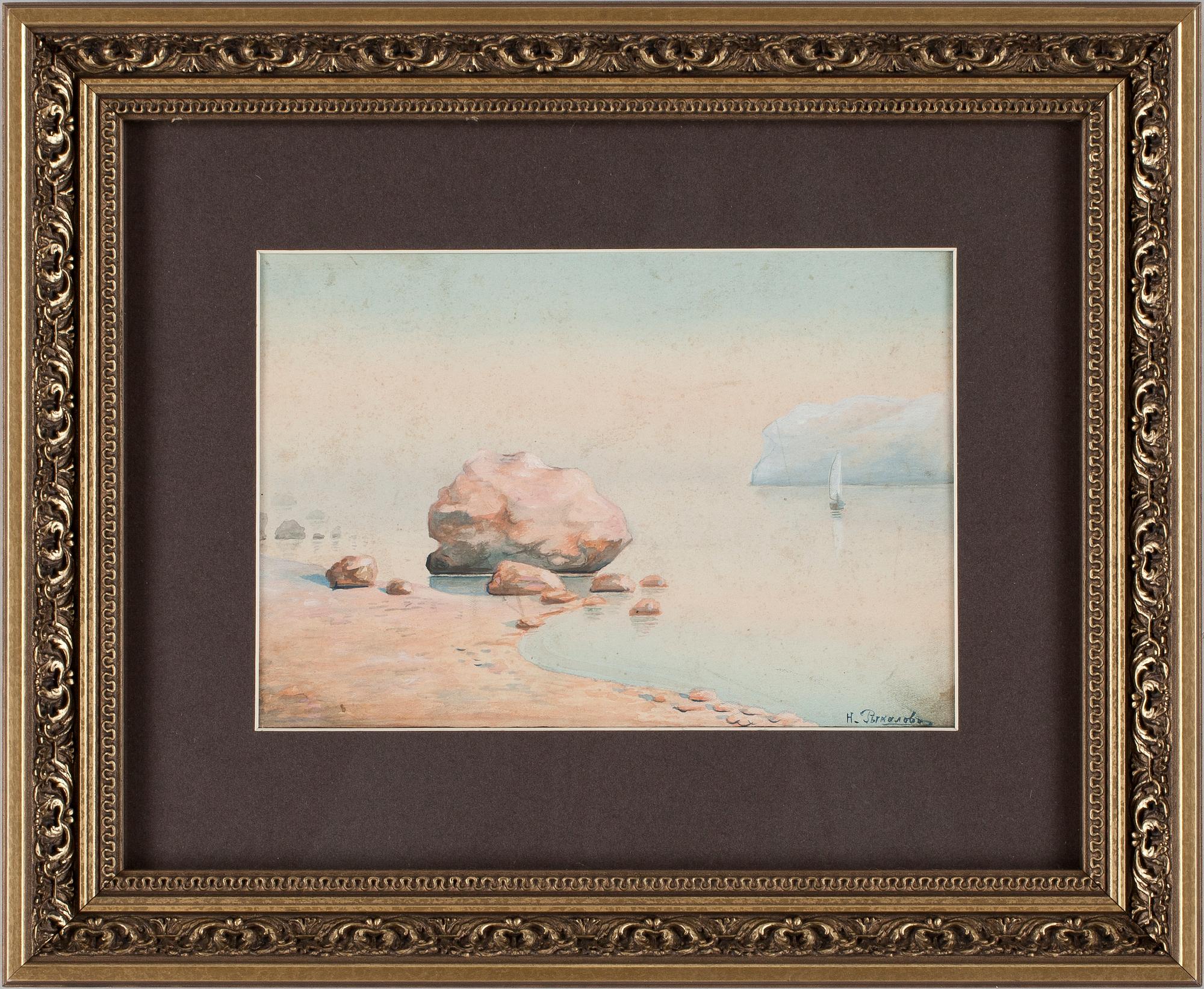 NIKOLAJ RYKALOFF, akvarell, sign.