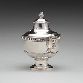 A Swedish 18th century silver sugar bowl and cover, mark of Arvid Floberg, Stockholm 1783.