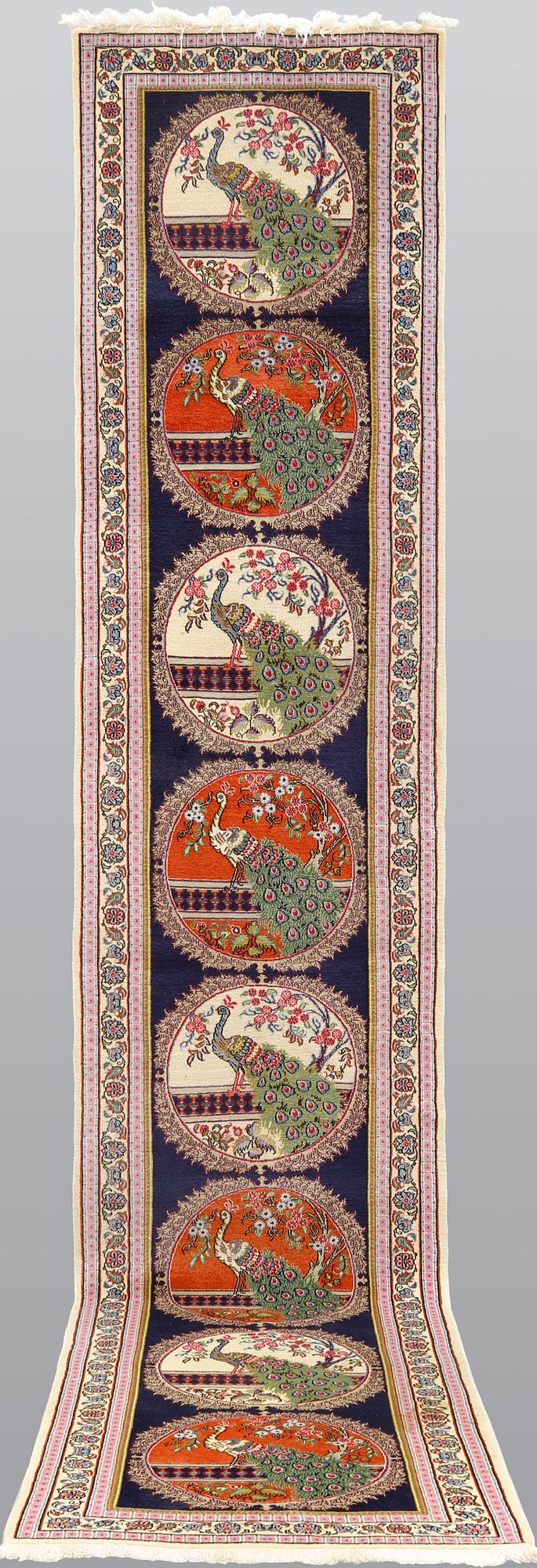 A pictorial Qum runner, ca 424 x 83 cm.