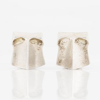 Björn Weckström/Lapponia, earrings, clips, sterling silver, "Muletta".