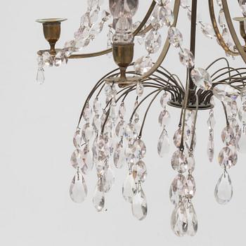 A Gustavian style chandelier, early 20th century incorporating older elements.