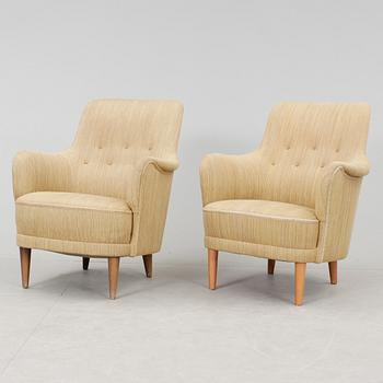 FÅTÖLJER, ett par, "Samsas", Carl Malmsten, AB OH Sjögren stoppmöbler Tranås, 1900-talets andra hälft.