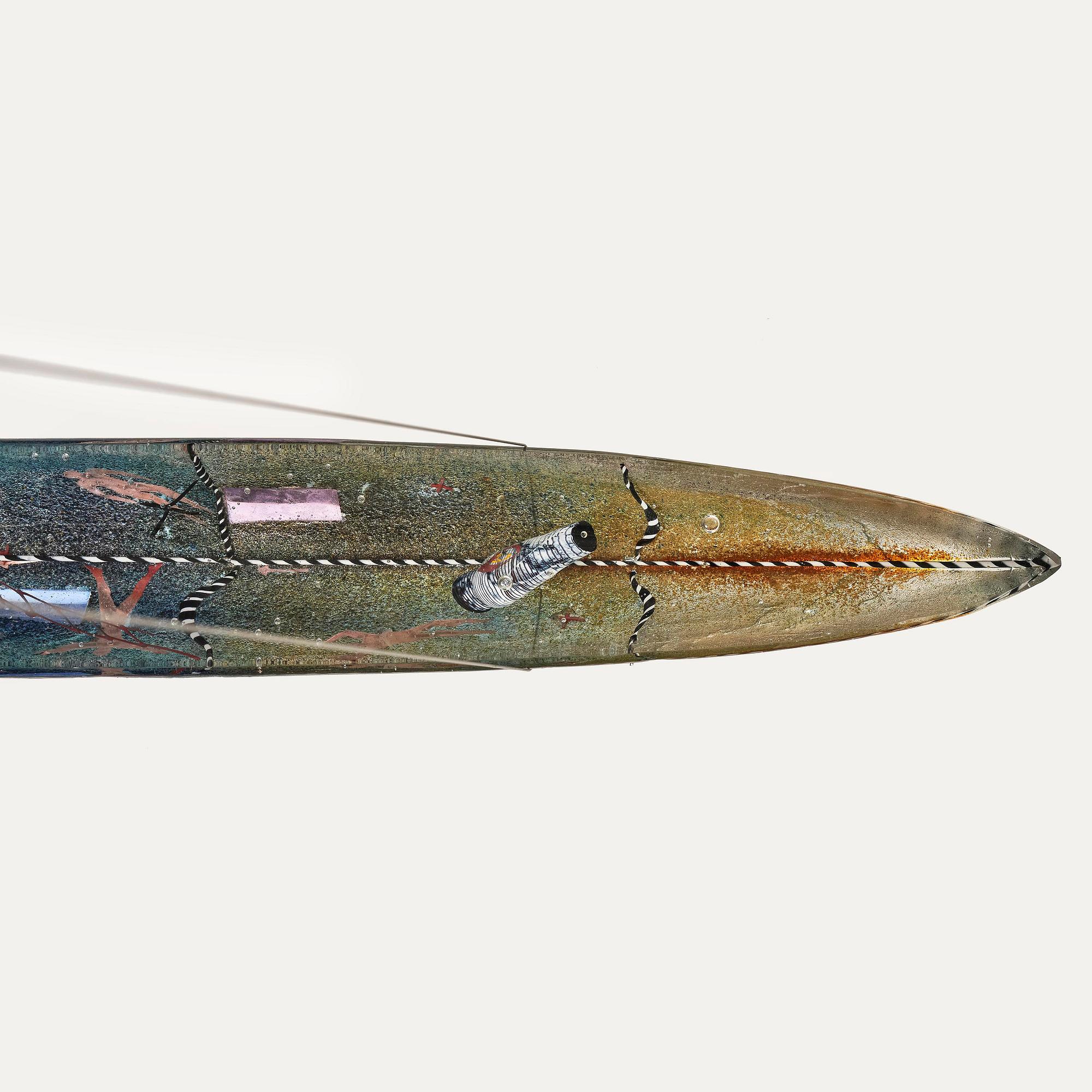 Bertil Vallien, a sand cast glass sculpture of a boat, Kosta Boda, Sweden 1991.