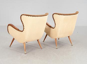 FÅTÖLJER, ett par, 1950/60-tal.